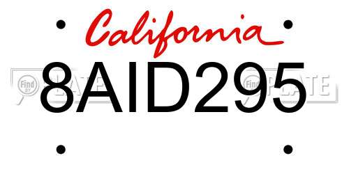 8AID295 California License Plate