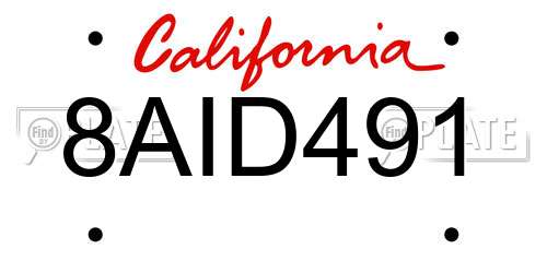 8AID491 California License Plate