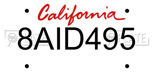 8AID495 California License Plate