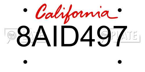 8AID497 California License Plate
