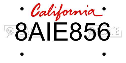8AIE856 California License Plate