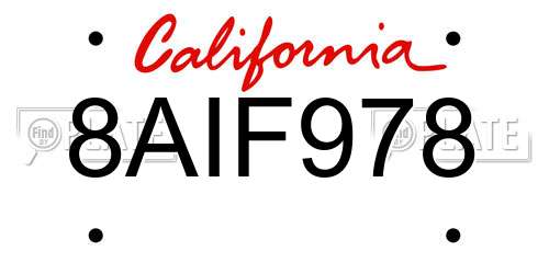 8AIF978 California License Plate