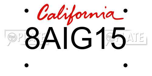 8AIG15 California License Plate