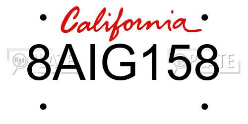8AIG158 California License Plate