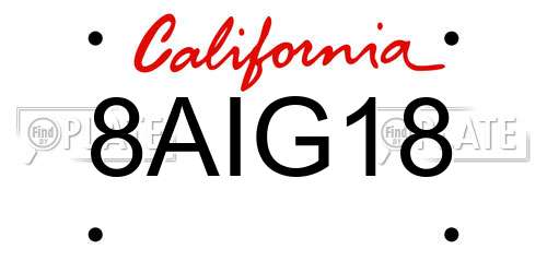 8AIG18 California License Plate