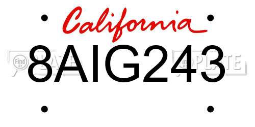 8AIG243 California License Plate