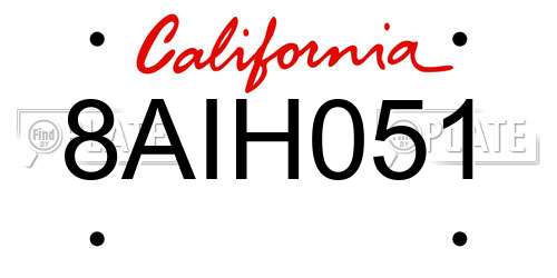 8AIH051 California License Plate