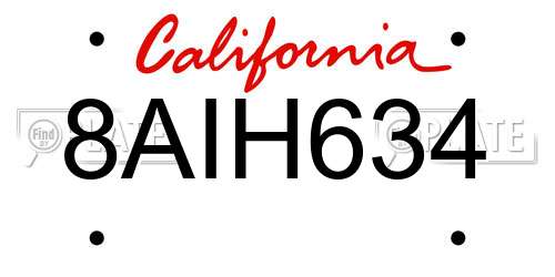 8AIH634 California License Plate