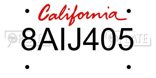 8AIJ405 California License Plate