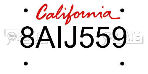 8AIJ559 California License Plate