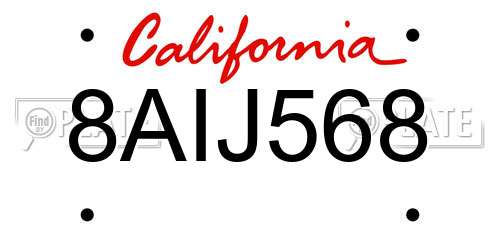 8AIJ568 California License Plate