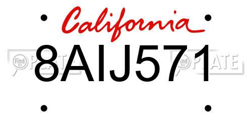 8AIJ571 California License Plate