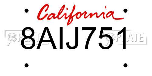 8AIJ751 California License Plate