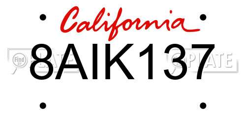 8AIK137 California License Plate