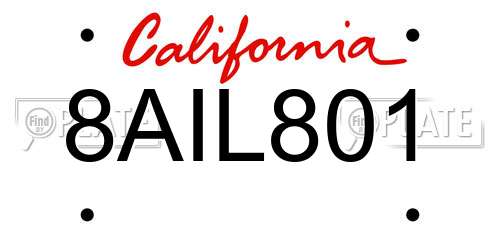 8AIL801 California License Plate