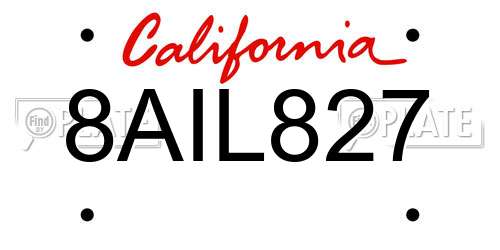 8AIL827 California License Plate