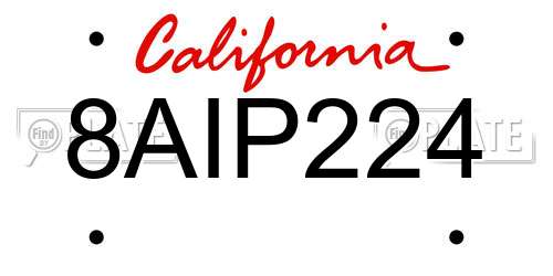 8AIP224 California License Plate