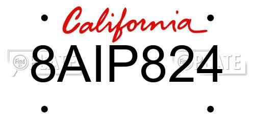 8AIP824 California License Plate