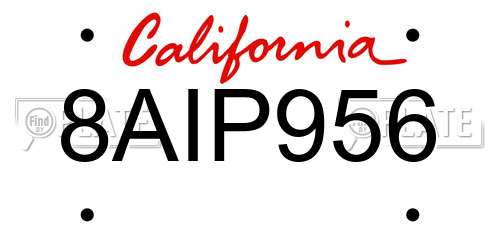 8AIP956 California License Plate