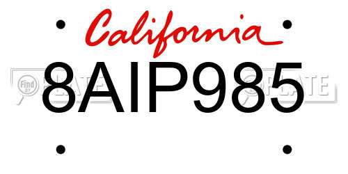 8AIP985 California License Plate