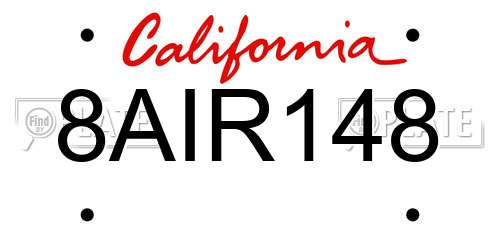 8AIR148 California License Plate