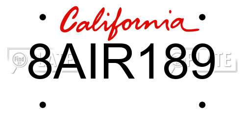 8AIR189 California License Plate
