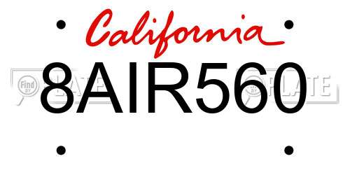 8AIR560 California License Plate