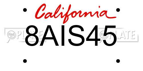 8AIS45 California License Plate