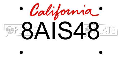 8AIS48 California License Plate