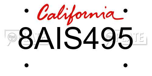 8AIS495 California License Plate