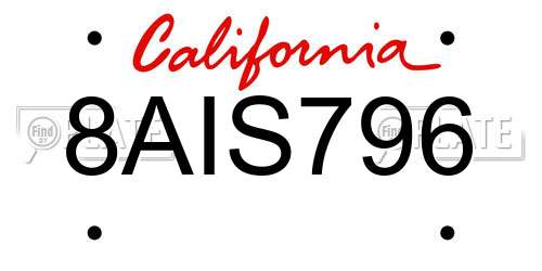 8AIS796 California License Plate