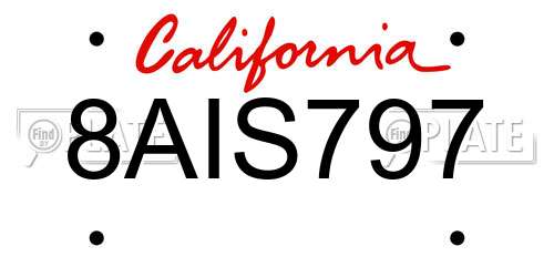 8AIS797 California License Plate