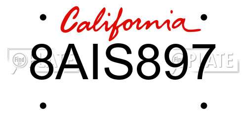 8AIS897 California License Plate