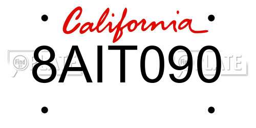 8AIT090 California License Plate