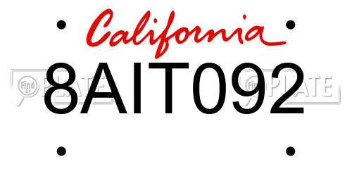 8AIT092 California License Plate