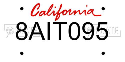 8AIT095 California License Plate