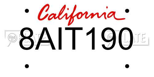 8AIT190 California License Plate