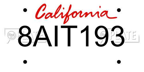 8AIT193 California License Plate