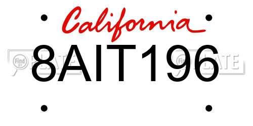 8AIT196 California License Plate