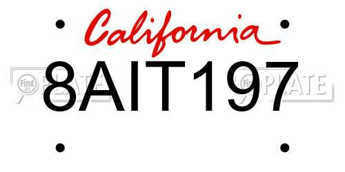 8AIT197 California License Plate