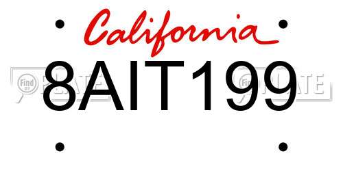 8AIT199 California License Plate