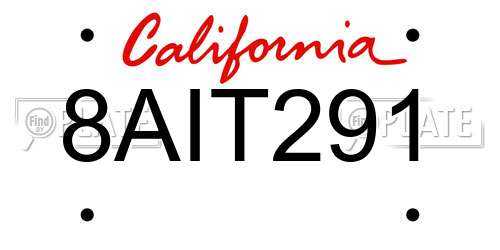 8AIT291 California License Plate