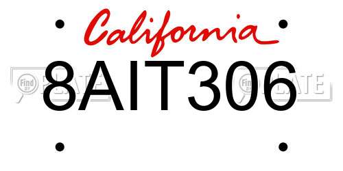 8AIT306 California License Plate