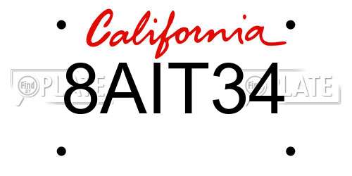 8AIT34 California License Plate
