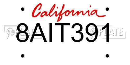 8AIT391 California License Plate