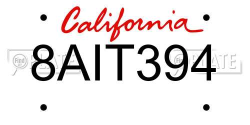 8AIT394 California License Plate