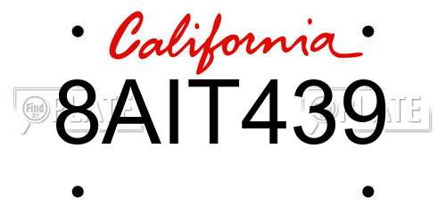 8AIT439 California License Plate