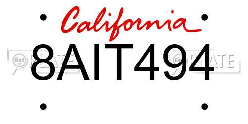 8AIT494 California License Plate