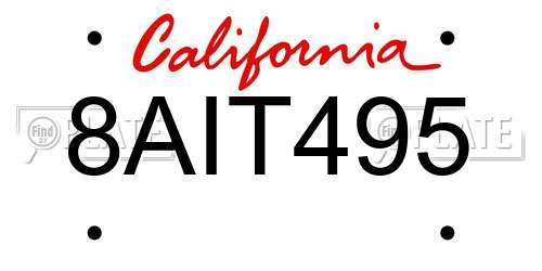 8AIT495 California License Plate