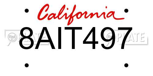 8AIT497 California License Plate